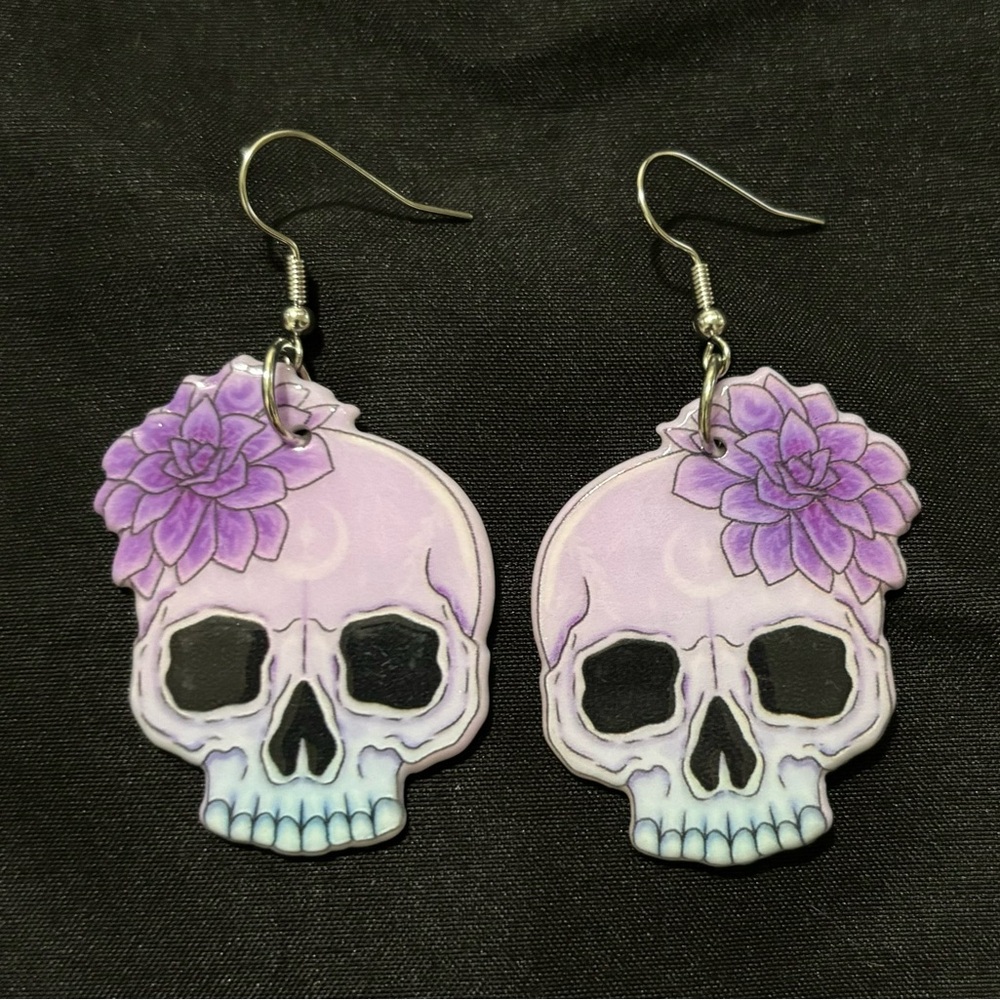 Purple Skull Earrings